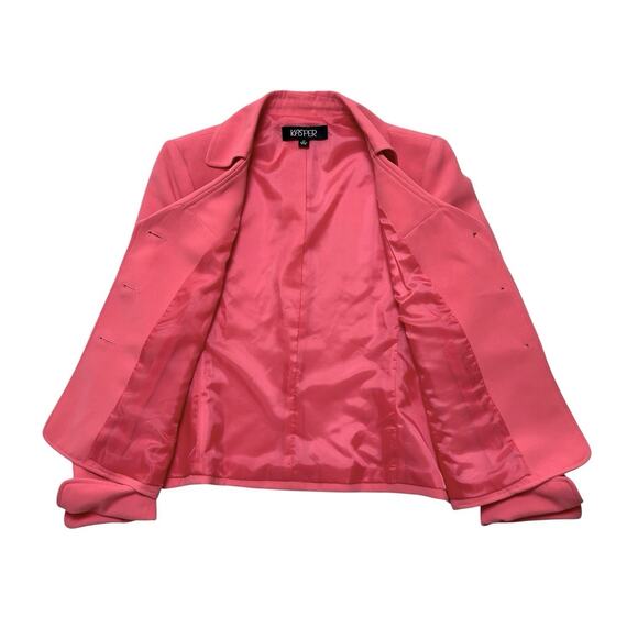 Kasper Skirt Suit Set Size 12 Pink Jacket Blazer Black Skirt Ruffle Hem Classic - Picture 6 of 15